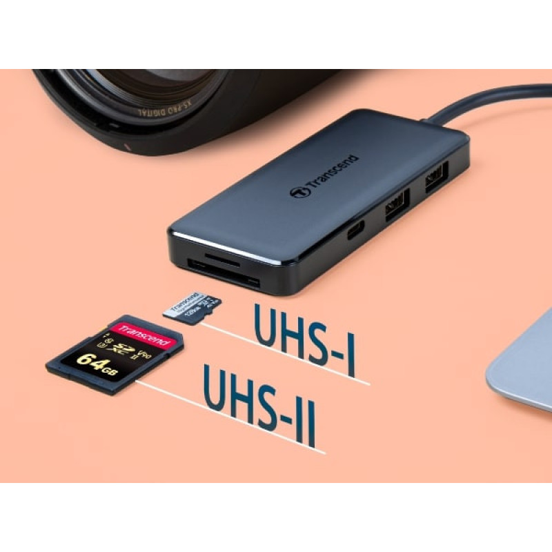 Transcend USB 3.1 Type-C > 2xUSB 3.1 Type-A/2xType-C/microSD/SD (TS-HUB5C)