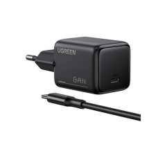 Зарядний пристрій Ugreen X517 USB-C PD25W GaN + cable USB-C to USB-C 1.0m black (75103)