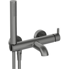 Deante Shower set Silia with bathtub mixer, hand shower, handle - wall-mounted, titanium (BQS_D11M)