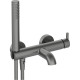 Deante Shower set Silia with bathtub mixer, hand shower, handle - wall-mounted, titanium (BQS_D11M)