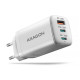 Зарядное устройство AXAGON 1xUSB + 2xUSB-C 65W QC4+ PD3.0 PPS white (ACU-DPQ65W)