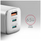Зарядное устройство AXAGON 1xUSB + 2xUSB-C 65W QC4+ PD3.0 PPS white (ACU-DPQ65W)