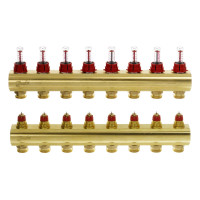 Danfoss Manifold FHF 8+8 with rotameters, brass (088U0528)