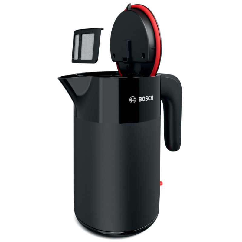 Bosch Электрочайник 1.7л, пластик, черный (TWK2M163)