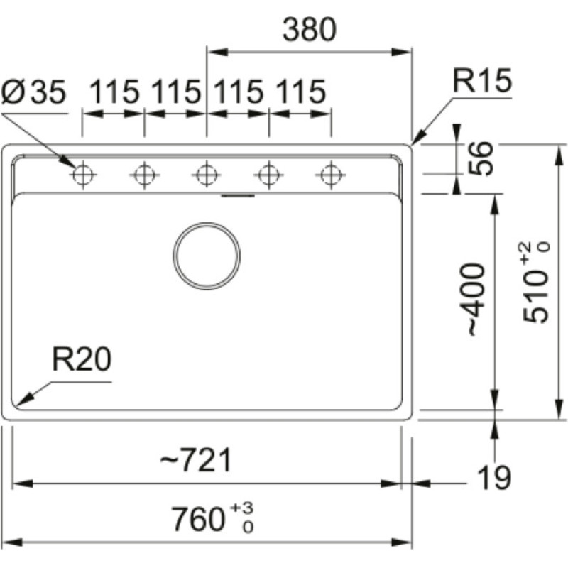 Franke Kitchen sink Maris, fragranite, rectang., no drainboard, 760х510х200mm, bowl - 1, over-mounted, MRG 610-72 TL, grey stone (114.0720.005)