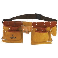 Topex Tool belt, fitter, leather material, 11 pockets, hammer holder (79R405)