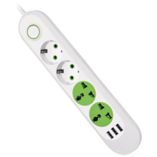 Сетевой фильтр питания Voltronic F01U, 2роз EU + 2роз Universal, 3*USB White (F01U-White)