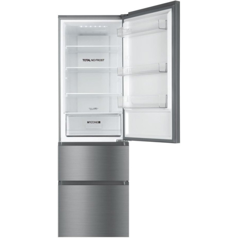 Haier Ref multi-door, 190.5x59.5х65.7, ref-233L, freez.-114L, 3doors, А++, NF, inv., display, fresh zone, silver (HTR3619ENMN)