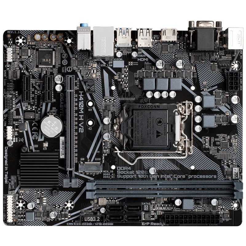 Gigabyte Motherbard H410M H V2 s1200 H470 2xDDR4 M.2 HDMI mATX (H410M_H_V2)