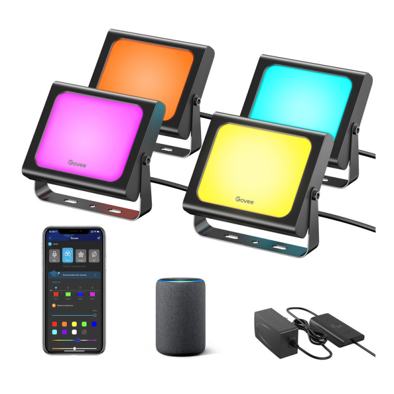 Govee Набір настінних світильників H7060 RGBICWW LED Smart Flood Lights Чорний (H7060311)
