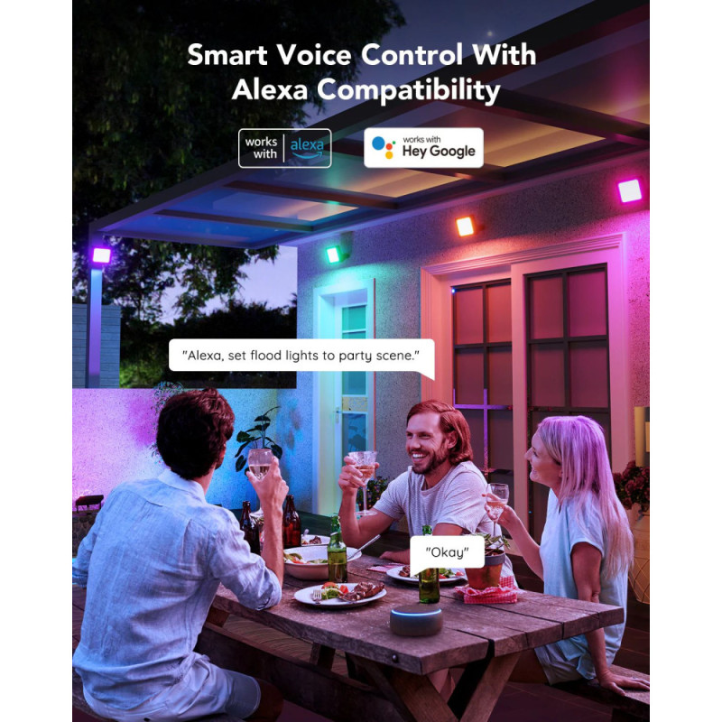 Govee Набір настінних світильників H7060 RGBICWW LED Smart Flood Lights Чорний (H7060311)