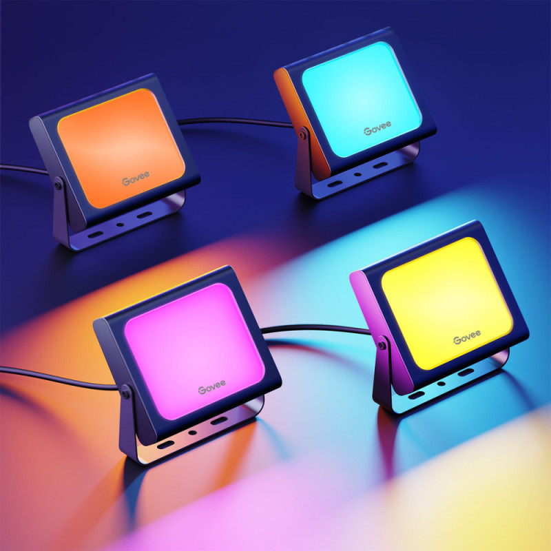 Govee Набір настінних світильників H7060 RGBICWW LED Smart Flood Lights Чорний (H7060311)