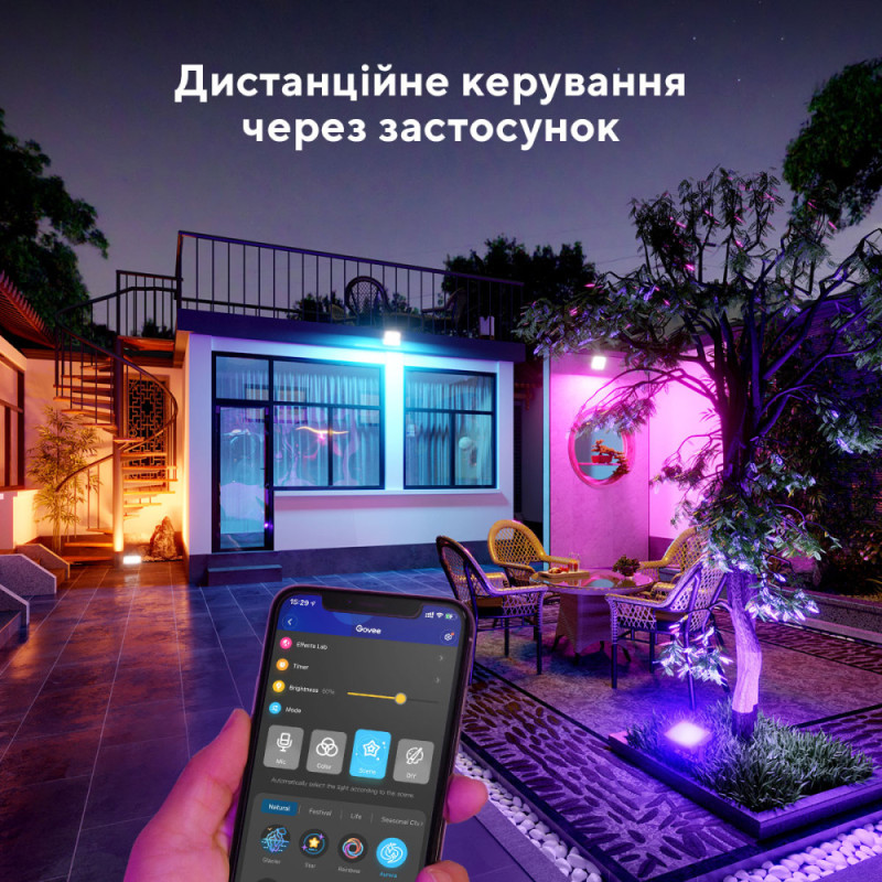 Govee Набір настінних світильників H7060 RGBICWW LED Smart Flood Lights Чорний (H7060311)