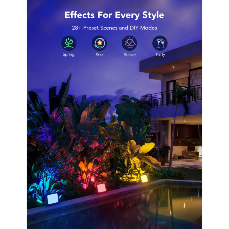Govee Набір настінних світильників H7060 RGBICWW LED Smart Flood Lights Чорний (H7060311)