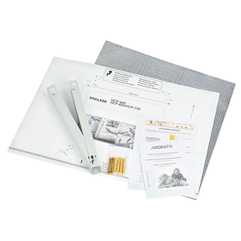 ARDESTO HCP-750[Керамическая панель, 15м2, 750Вт, электр. упр-ние, 90 х 60см, терморегулятор, белый мрамор] (HCP-750RWTM)