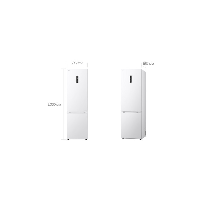 LG Refrigerator with bottom freezer, ref-277l, freez.-107l, 2doors, A++, inv., fresh zone, white (GW-B509FVFW)
