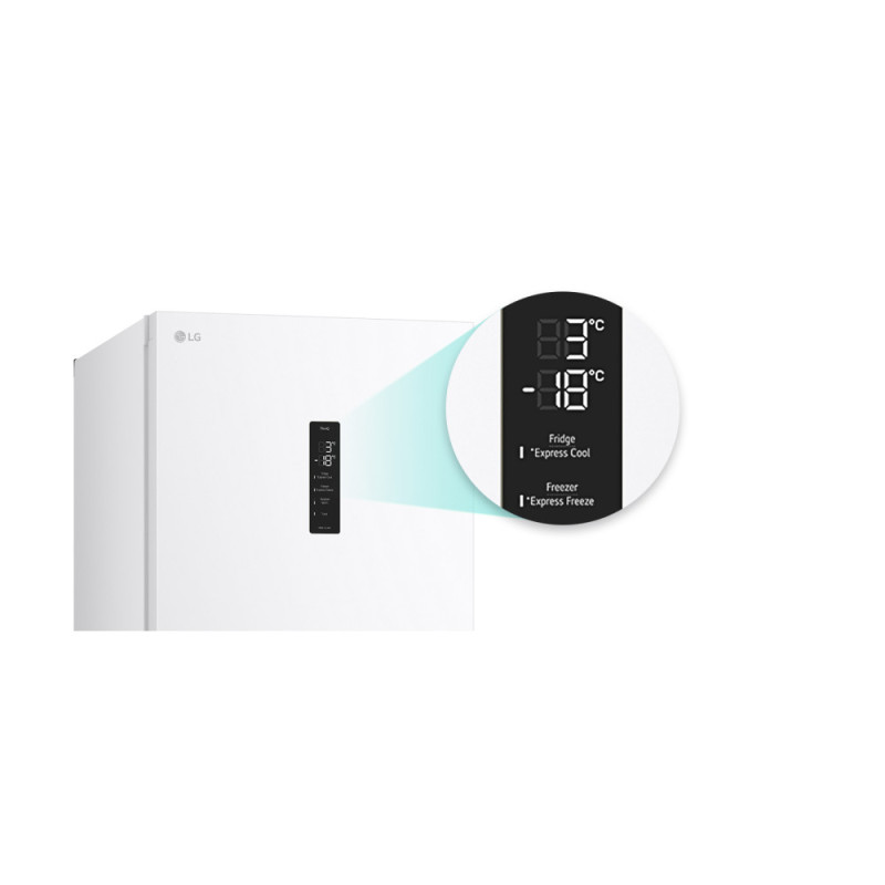 LG Refrigerator with bottom freezer, ref-277l, freez.-107l, 2doors, A++, inv., fresh zone, white (GW-B509FVFW)