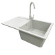 Adamant Kitchen set Horizon, artificial stone, rectang., with drainboard, 780х495х230mm, bowl - 1, over-mounted, Old stone + mixer and dispenser (182496901510)
