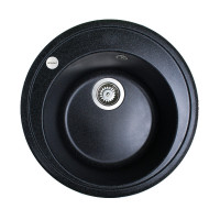 Adamant Kitchen sink Sun, artificial stone, round, no drainboard, 510x200mm, bowl - 1, over-mounted, black (2006270043356)