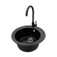 Adamant Kitchen sink Sun, artificial stone, round, no drainboard, 510x200mm, bowl - 1, over-mounted, black (2006270043356)