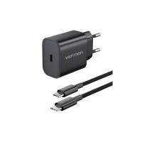 Зарядное устройство Vention 1xUSB-C PD20W + cable USB-C to USB-C black (G16B0-EU)