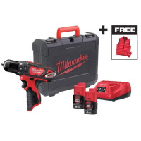 Milwaukee Шурупокрут-дриль акумуляторний M12 BPD-202C 12В 2х2А·год 30Нм 0·1500об·хв ЗП C12C жилет кейс 1.2кг (4933499465)