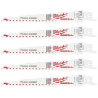 Milwaukee Полотно пиляльне для шабельної пилки Milwaukee FANG TIP THIN KERF по дереву, крок зуба 5ммх150мм, 5шт (48475035)