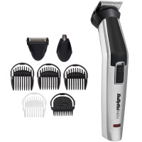 BaByliss Haircut kit for beard, mustache, head, nose and body, battery, vibration motor, nozzles-8, steel, case, grey (MT726E)