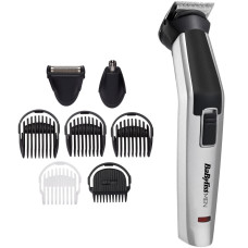BaByliss Haircut kit for beard, mustache, head, nose and body, battery, vibration motor, nozzles-8, steel, case, grey (MT726E)