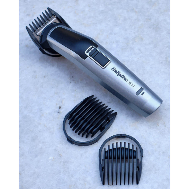 BaByliss Haircut kit for beard, mustache, head, nose and body, battery, vibration motor, nozzles-8, steel, case, grey (MT726E)