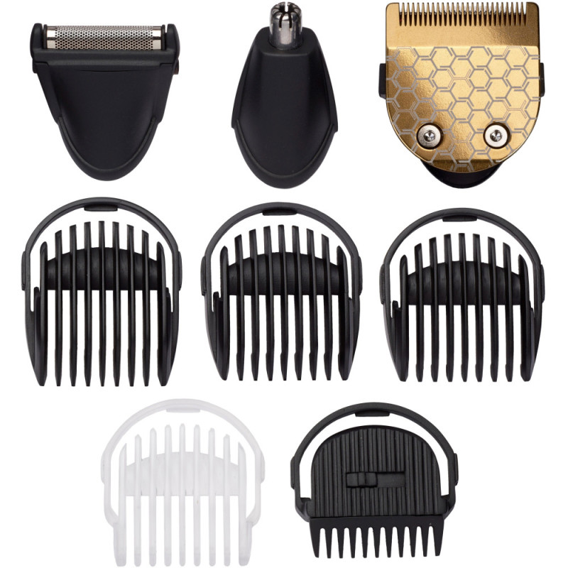 BaByliss Haircut kit for beard, mustache, head, nose and body, battery, vibration motor, nozzles-8, steel, case, grey (MT726E)