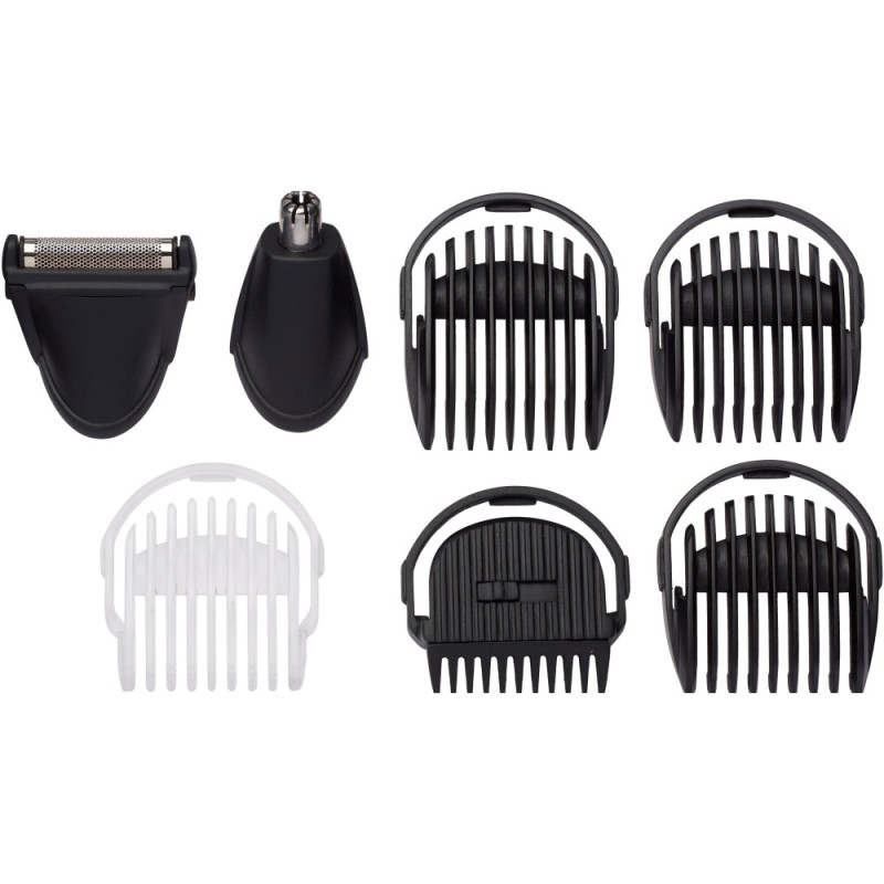BaByliss Haircut kit for beard, mustache, head, nose and body, battery, vibration motor, nozzles-8, steel, case, grey (MT726E)