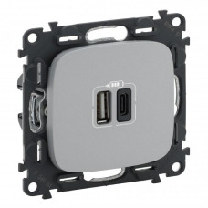 Legrand Socket Legrand Valena ALLURE USB-A + USB-C, 3A 5V, silver (754967)