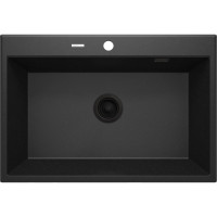 Deante Eridan kitchen sink, granite, rectangular, without wing, 700x520x210mm, bowl - 1, inset, metallic graphite (ZQE_G103)