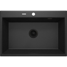 Deante Eridan kitchen sink, granite, rectangular, without wing, 700x520x210mm, bowl - 1, inset, metallic graphite (ZQE_G103)