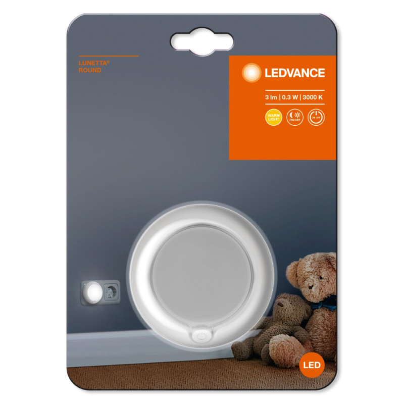 LEDVANCE Night lamp LUNETTA ROUND 0.3W 3000K twilight sensor white (4058075266827)