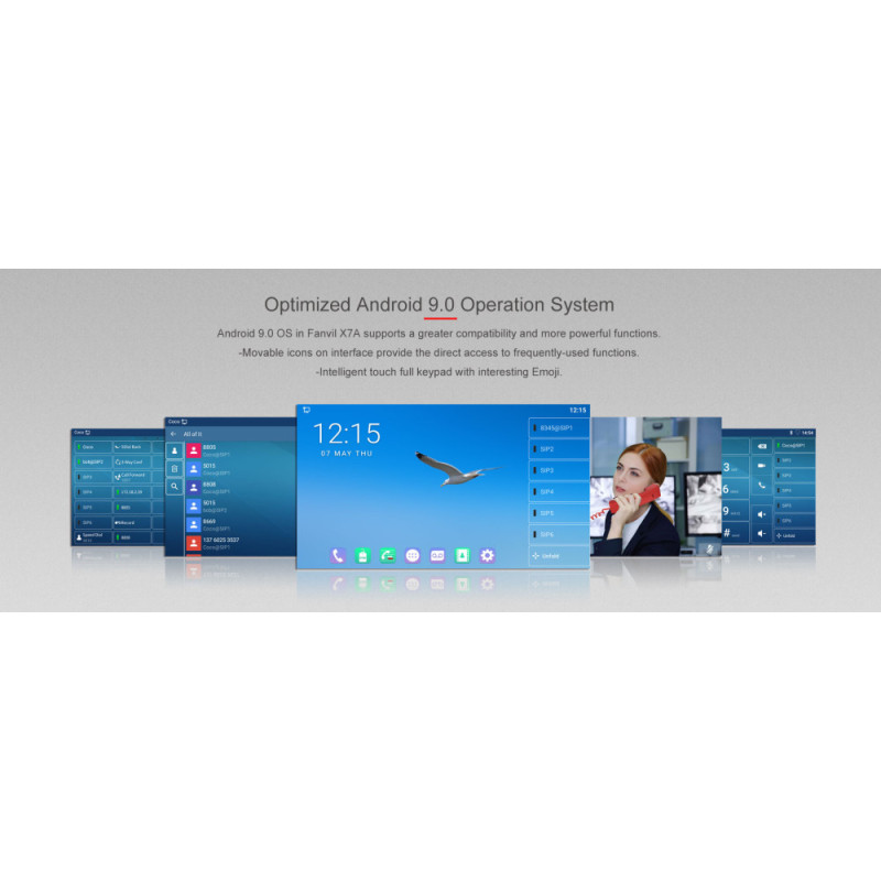 Fanvil Телефон IP X7A 2xGE LAN, 1xUSB-A, BT, WiFi, SIP, VPN, PoE, 7" кольоровий екран, Android