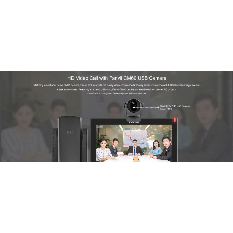 Fanvil Телефон IP X7A 2xGE LAN, 1xUSB-A, BT, WiFi, SIP, VPN, PoE, 7" кольоровий екран, Android
