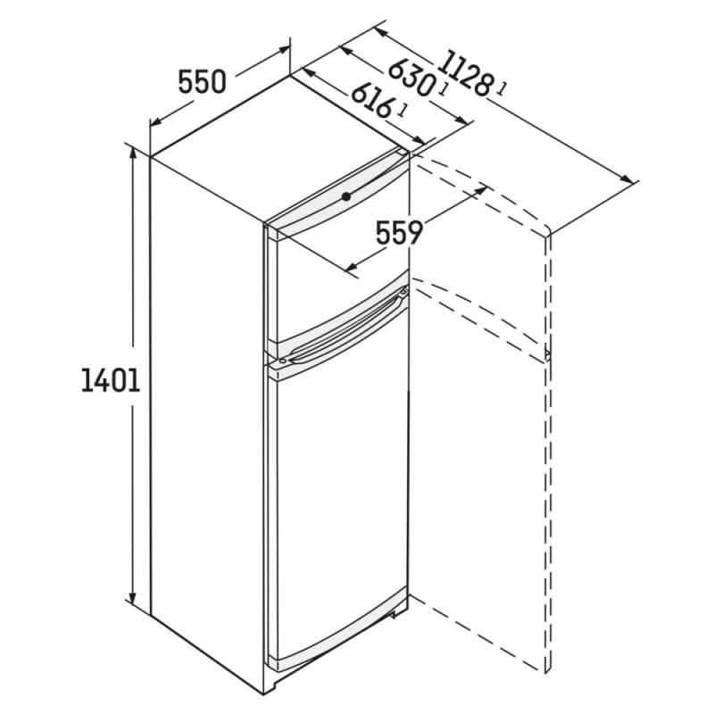 Liebherr Refrigerator with top freezer, 140x55x63, ref-189L, freez.-44L, 2 doors, A+, ST, white (CTE2531)