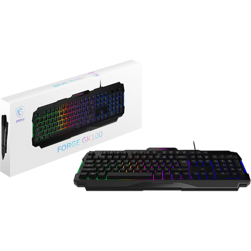 MSI MSI Keyboard membrane MSI FORGE GK100 104key, USB-A, EN/UKR/RU, ColorLED, black (S11-04UA221-HH9)