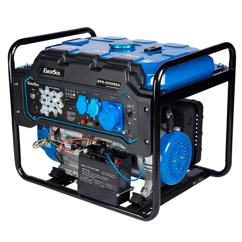 EnerSol Генератор бензиновий 230В 5/5.5кВт електростартер двигун EnerSol ES-390G 78.4кг (EPG-5500SEA)