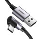Дата кабель USB 2.0 AM to USB-C 1.0m 90° corner braid black Ugreen (50941)