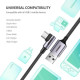 Дата кабель USB 2.0 AM to USB-C 1.0m 90° corner braid black Ugreen (50941)