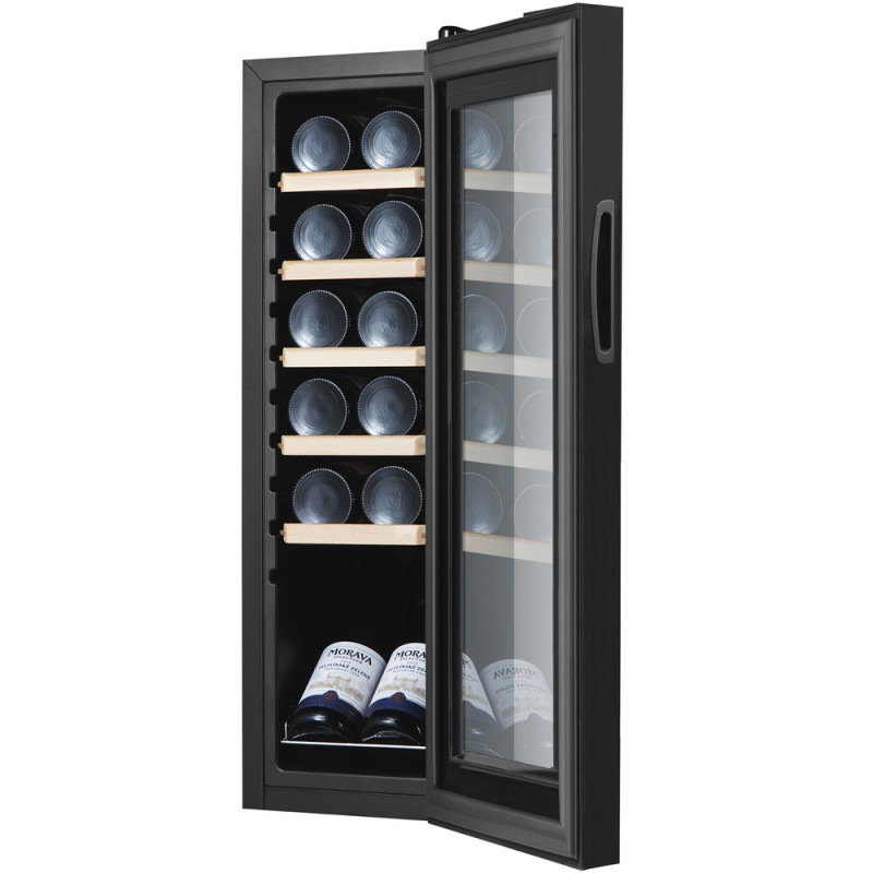 Philco Wine cooler, 79.5х25.2х45, freez.-32L, 1 zone, bottles -12, display, backlight, black (PW12KF)