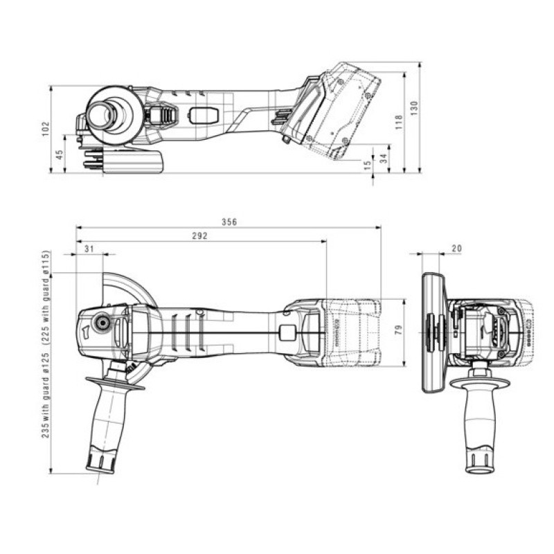 Metabo Cordless Angle Grinder W 18 L 9-125, 8500rpm, М14, 1.6kg, SOLO (602247850)