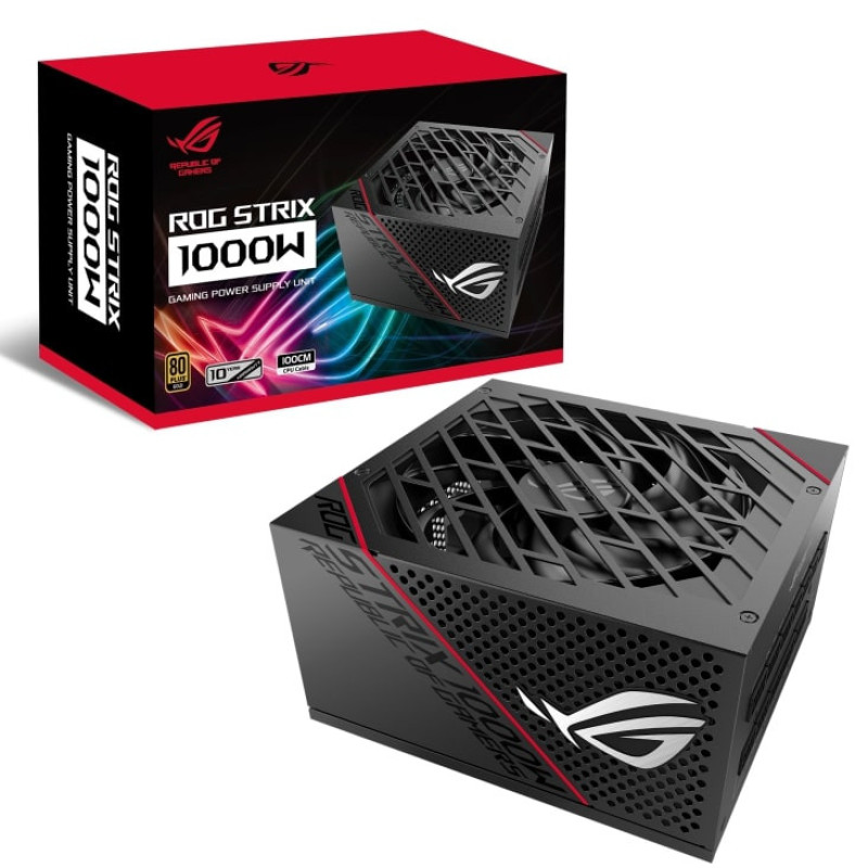 ASUS PSU ROG STRIX (1000W), >90%, 80+ Gold, 135мм, 1xMB 24pin(20+4), 2xCPU 8pin(4+4), 8xMolex, 8xSATA, 6xPCIe 8pin(6+2), Fully Modular, ROG-STRIX-1000G (90YE00AA-B0NA00)