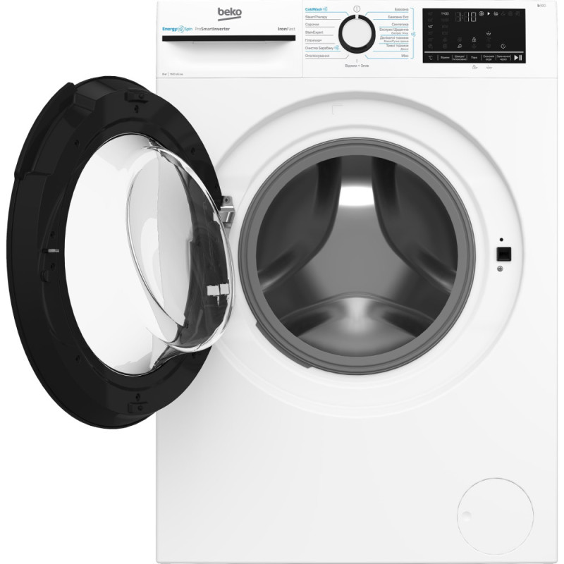 Beko WM front load, 8kg, 1400, A+++, 55cm, display, invertor, steam, white (BM3WFSU48435WB)
