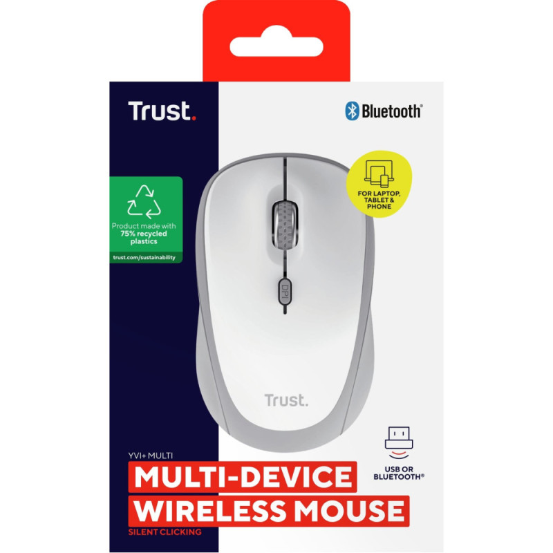 Trust Миша Trust Yvi+ Compact Multi-Device, WL/BT/USB-A, білий (25454_TRUST)