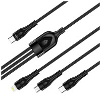 Дата кабель USB-C to Lightning + Micro 5P + USB-C 1.2m 3.0A (PD60W data) Black ColorWay (CW-CBPDU3060-BK)