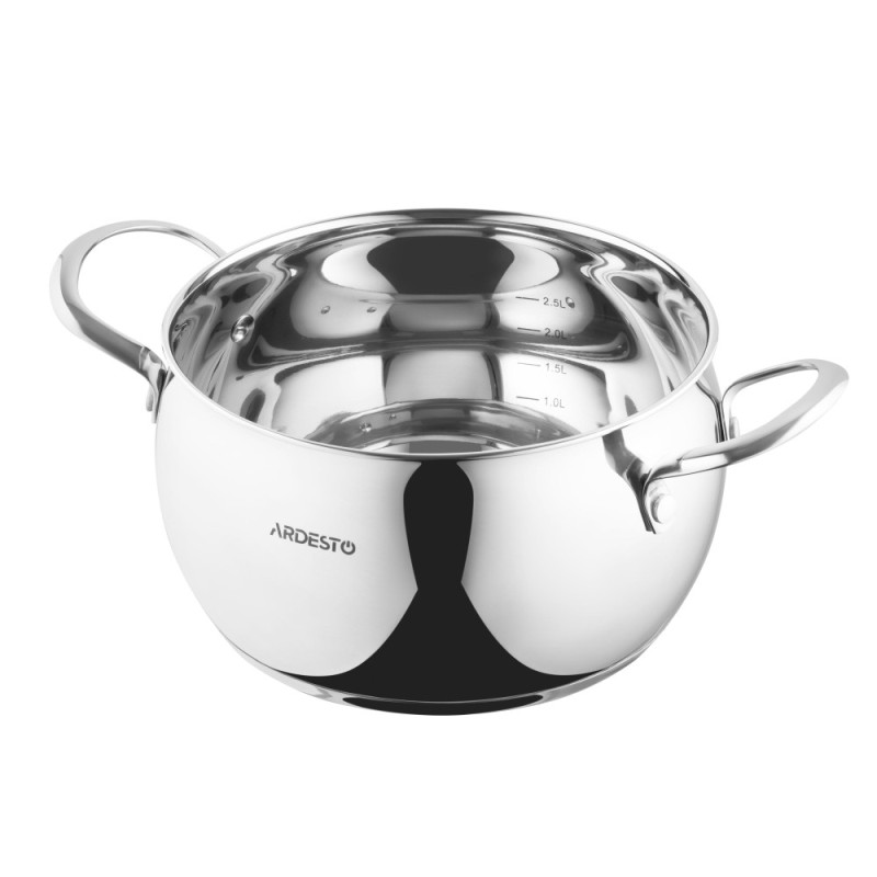 ARDESTO Casserole Gemini, glass lid, 4.0 l, stainless steel (AR4340GB)